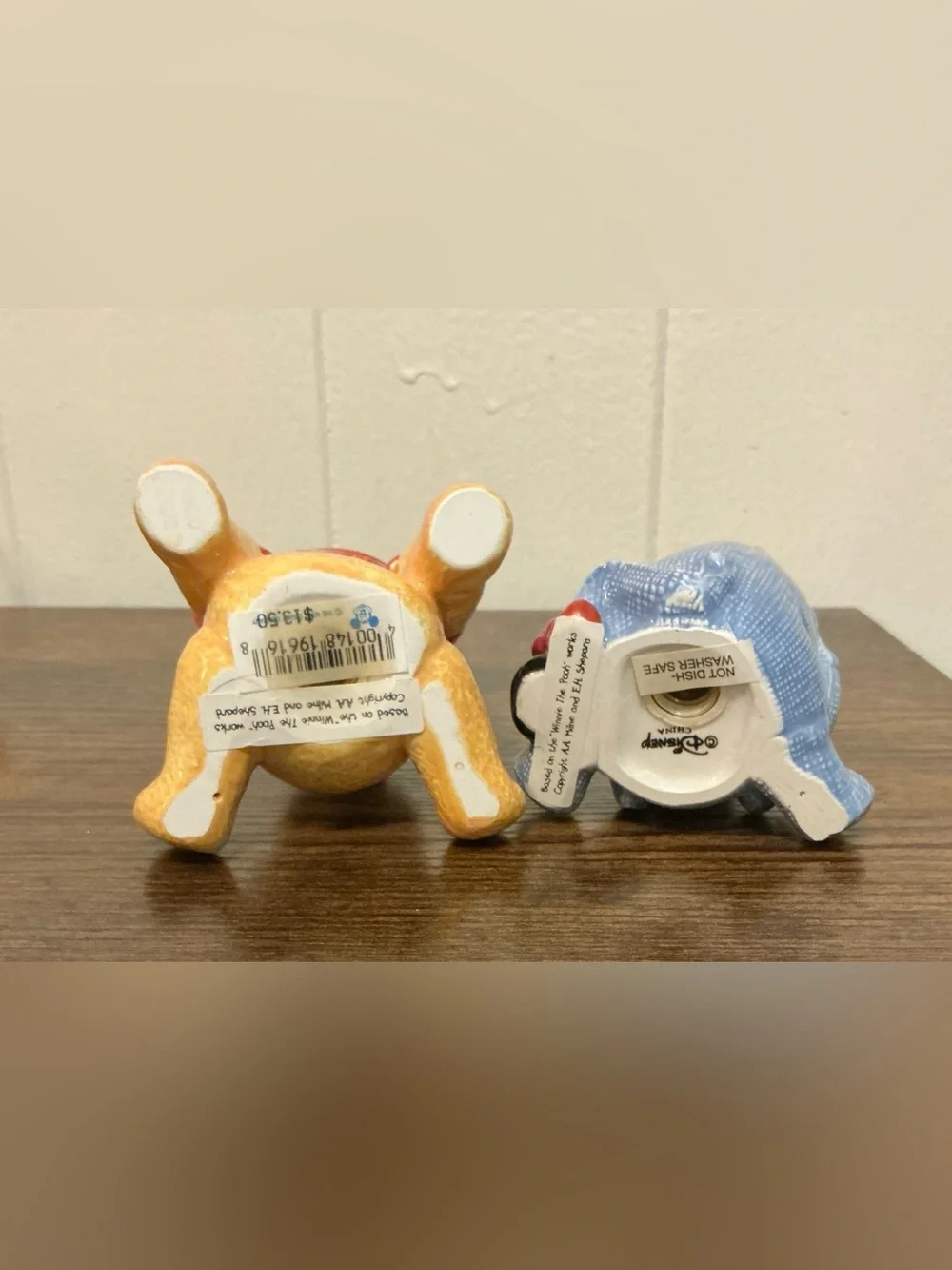Vintage NWOB Disney Winnie the Pooh and Eeyore Ceramic Salt And Pepper Shakers
